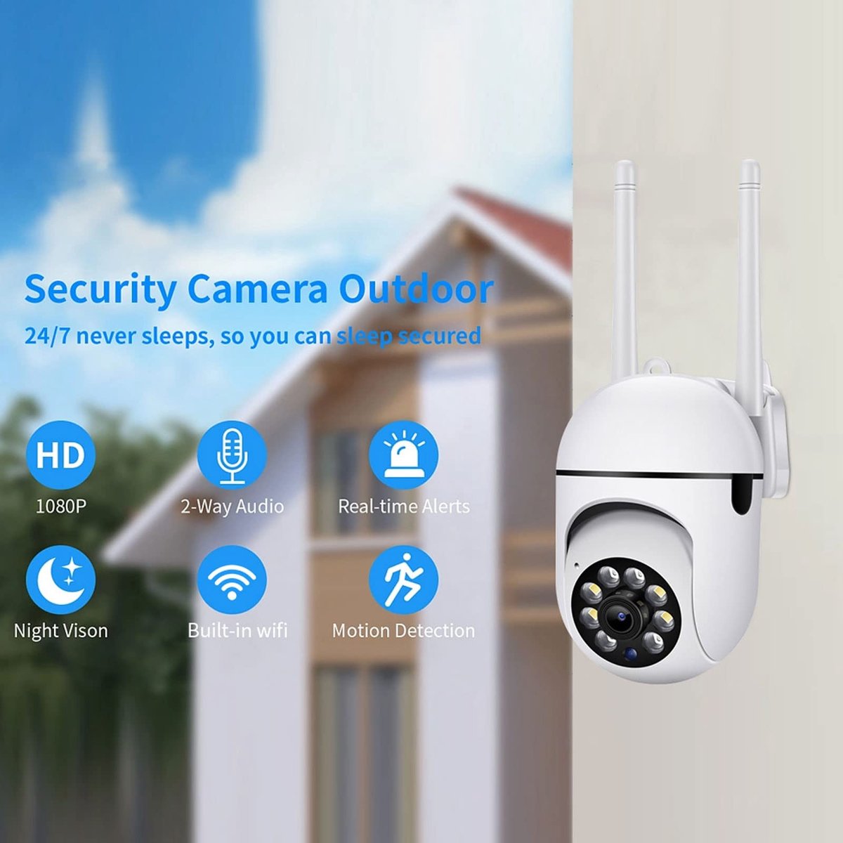 Dailygoods - Dailygoody - Draadloze Beveiligingscamera - 1080 HD - Nachtzicht - Bewegingsdetectie - Wifi-bewakingscamera - Beveiliging voor Thuis