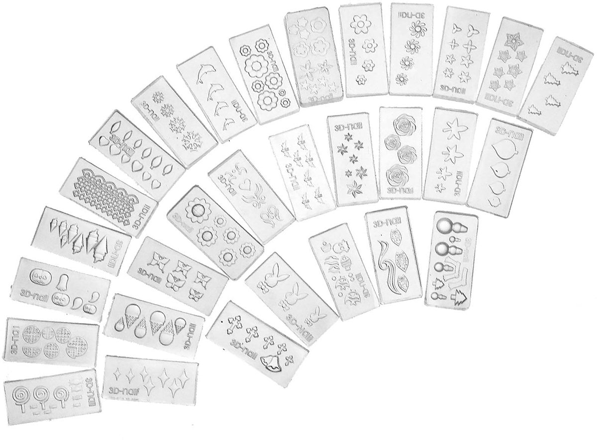 Dailygoods - Dailygoody - 3D Acryl Nail Art Mallen - 30 Patronen Kit - Perfect voor DIY Nail Decoratie - Handige Siliconen Mallen - Geschikt voor Valse Na...