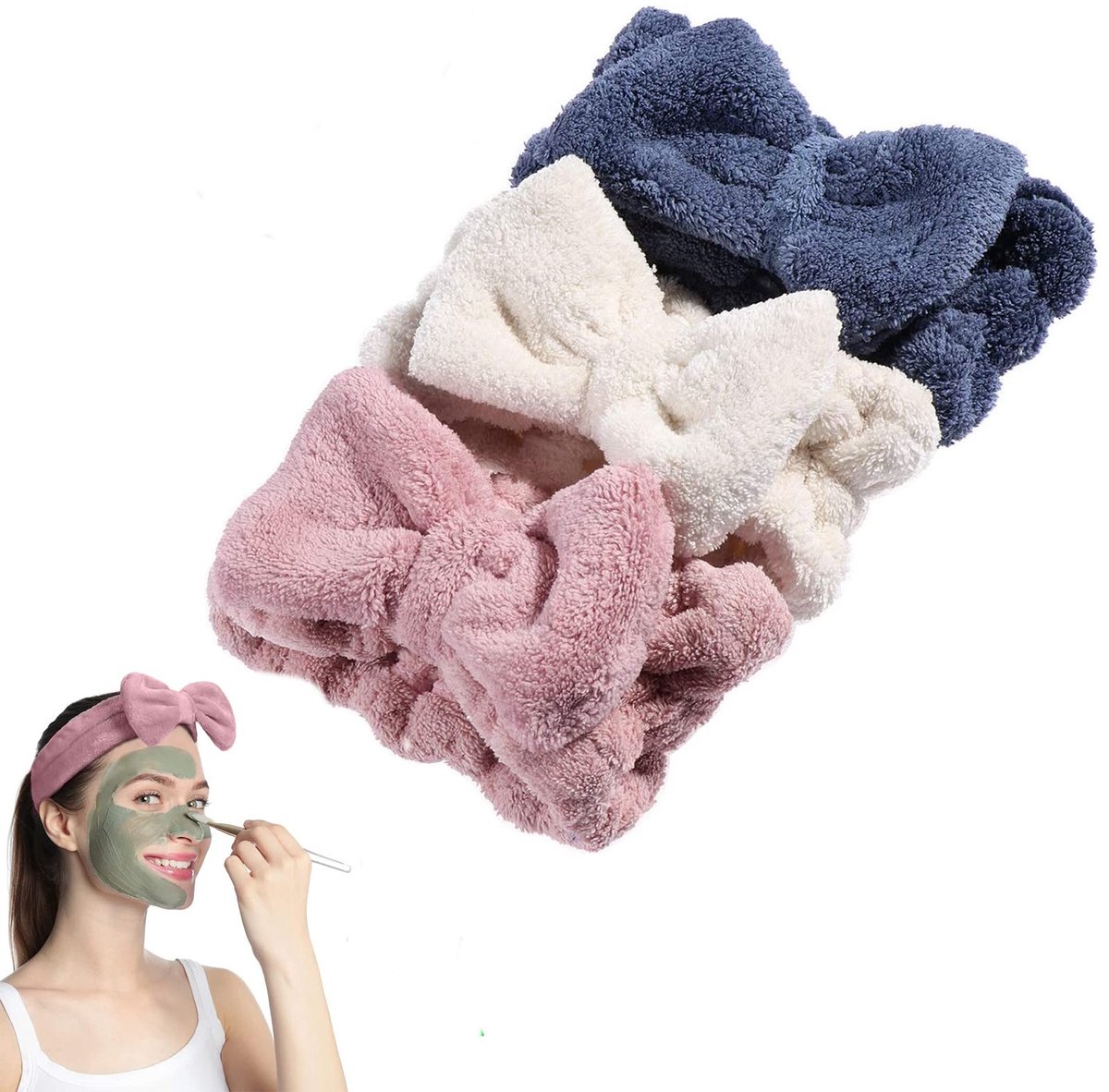 Dailygoods - Set van 3 Elastische Hoofdbanden voor Spa en Yoga