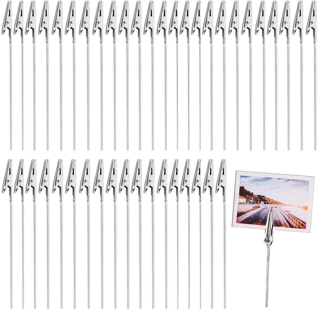 Dailygoody - Krokodillenklemmen - Fotoclips - Metalen clips - 50 stuks - Memo Clip houder - 15 cm - Ideaal voor notities en decoratie