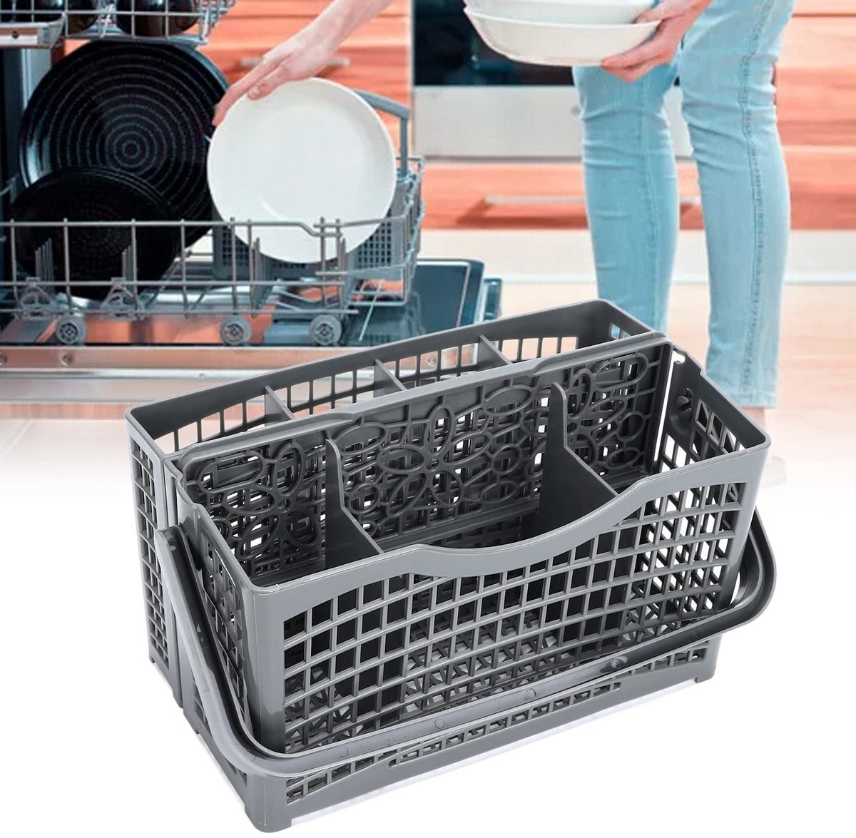 Dailygoody - Grote Capaciteit Vaatwasser Bestekhouder - Universele 2 in 1 Mand - Duurzaam en Flexibel - Ca. 23,1x13,1x13,4cm - Geschikt voor bijna all...