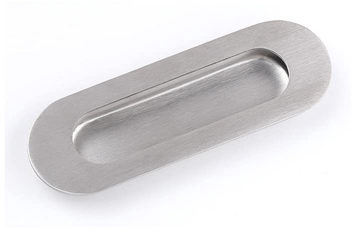 Dailygoody - Schuifdeurgrepen - Roestvrij staal - Verborgen Vinger Trekhandvat - Ovaal-120*40mm - Deurbeslag - Geschikt voor Woon en Commercieel - Metaal