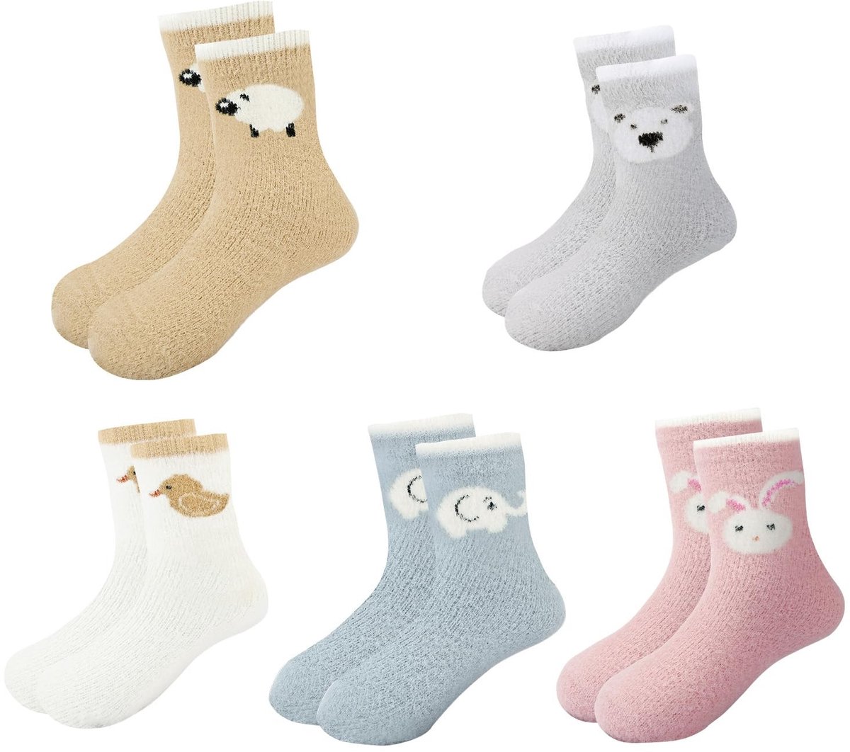 Dailygoody - knuffelsokken - warme thermosokken - 5 paar - uniseks - geschikt voor jongens en meisjes - perfect voor koude dagen