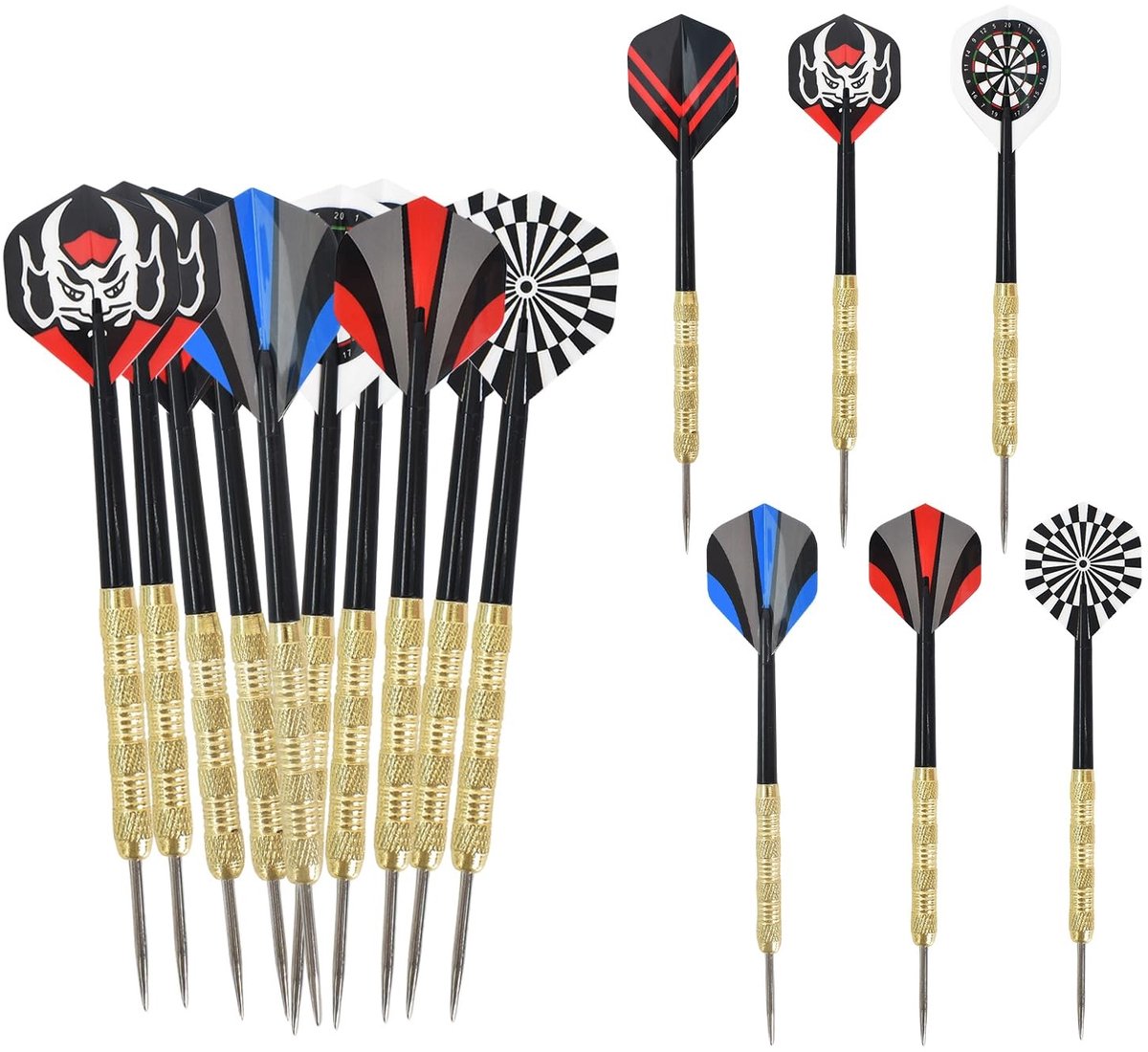 Dailygoody - Darts - 18-pack stalen tip darts - Professionele dartset - Kleurrijk - Metalen dartset - Geschikt voor beginners en professionals