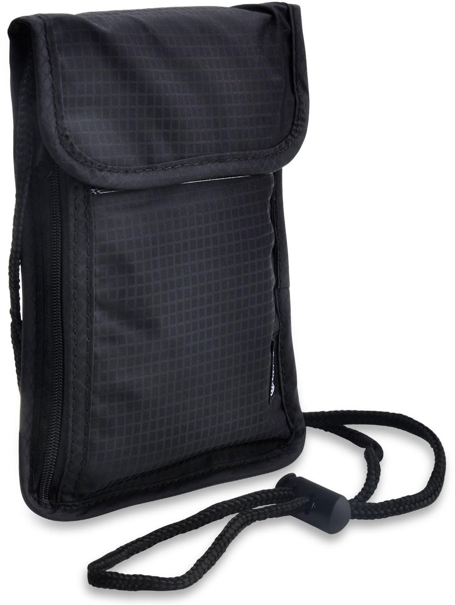 Dailygoods - Dailygoody - Borsttas - RFID-bescherming - Waterdicht - Zwart - Reisportemonnee - Organiser voor smartphone en documenten - Geschikt voor iedereen