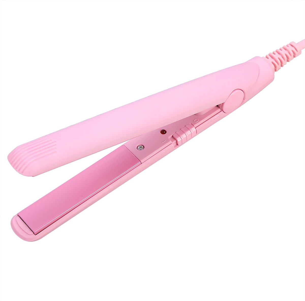Dailygoods - Dailygoody - Mini-stijltang - 2-in-1 - Keramische toermalijnplaat - Roze - Krultang en stijltang - Geschikt voor krullend en glad haar - Compact