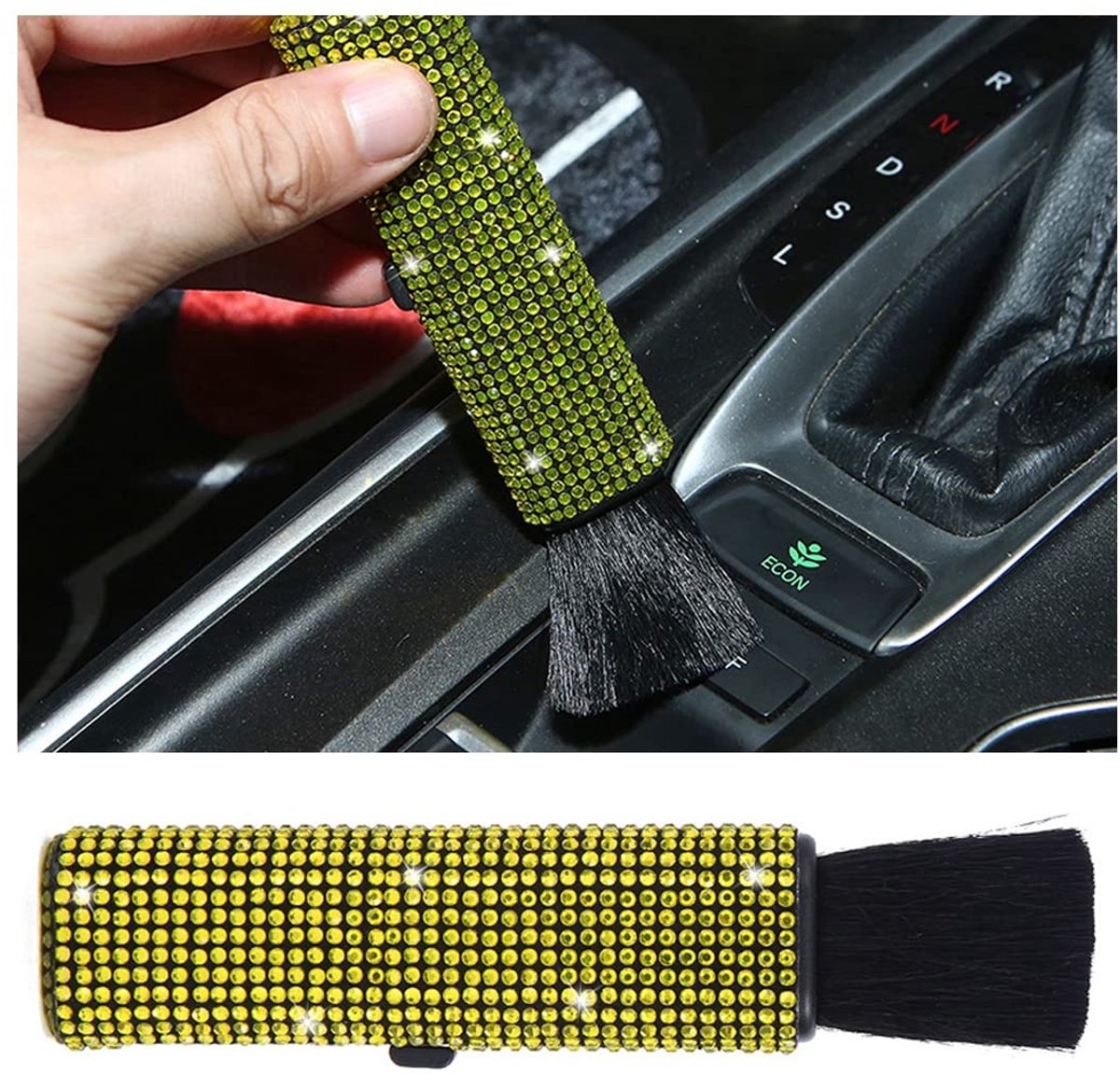 Dailygoods - Dailygoody - Auto-reinigingsborstel - Auto-detailingsborstel - Zachte borstelharen - Geel - Universele voertuigborstel - Voor binnen- en buitenonderho