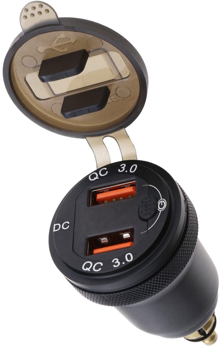 Dailygoods - Dailygoody - Motorfiets Dual USB Charger - 12V-24V Adapter - Zwart - USB Oplaadpunt - Geschikt voor Ducati - Inclusief LED Indicator