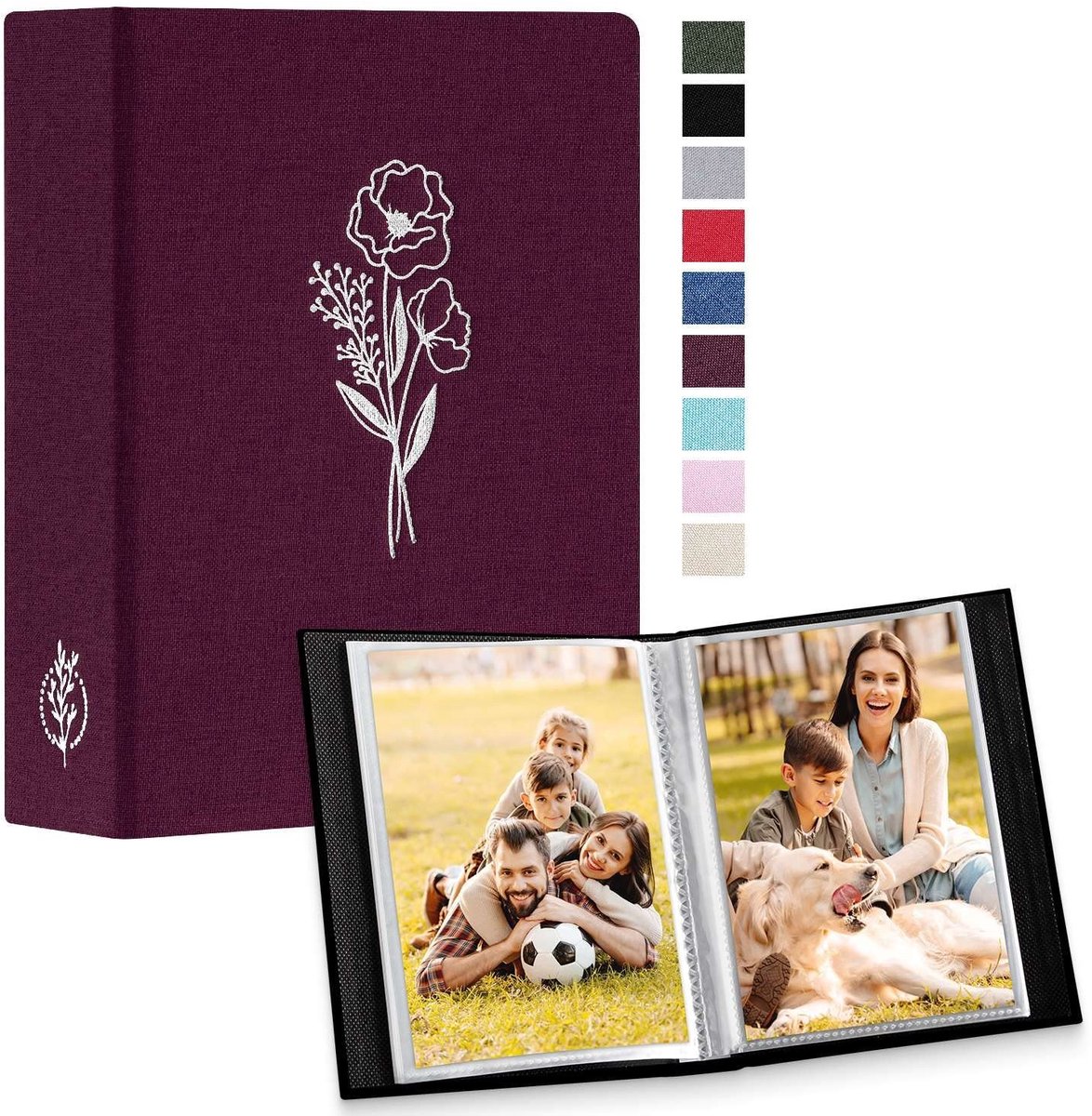 Dailygoods - Dailygoody - Fotoalbum - Linnen Omslag - Klein - Paars - Instapvakjes - Voor Portretfoto's 10x15 cm, 2 Stuks