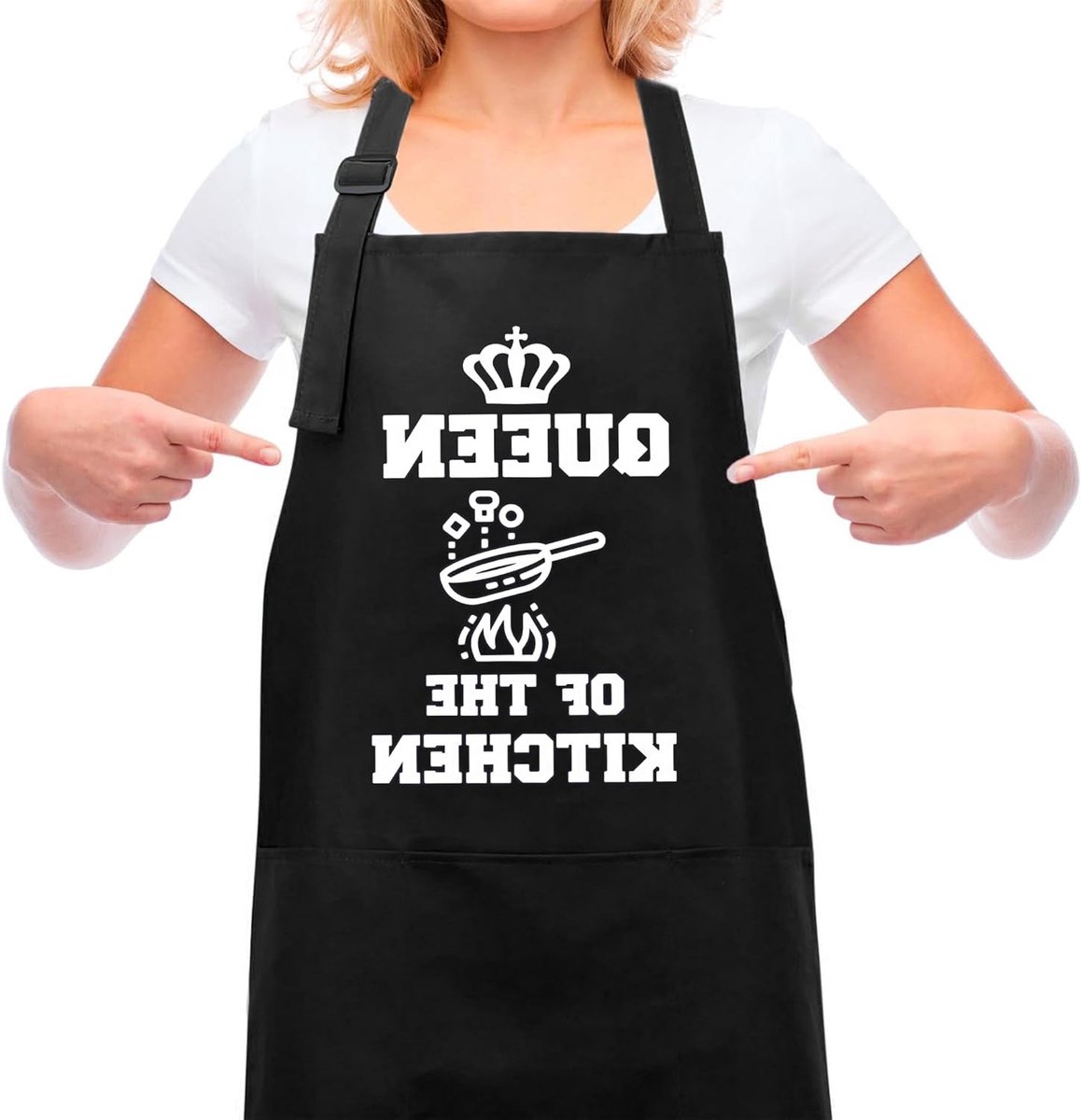 Persoonlijke Keuken Schort voor Vrouwen, Katoenen Schort met 2 Zakjes, Verstelbaar en Leuk BBQ Schort als Cadeau