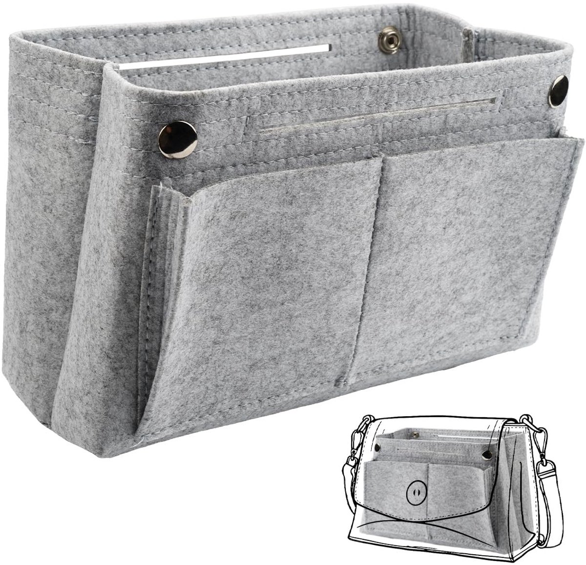 Dailygoods - Dailygoody - Neverfull Speedy Handtas-organizer - Handig en praktisch - Grijs - Vilten tasorganizer - Perfect voor elke handtas - 2 compartimenten