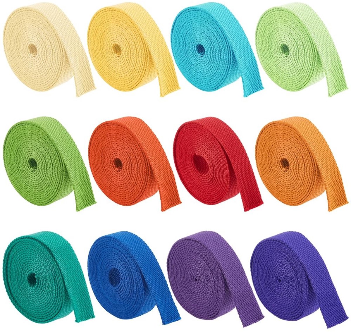 Dailygoods - 36m Zware Polycotton Webbing in 12 Kleuren voor Tassen
