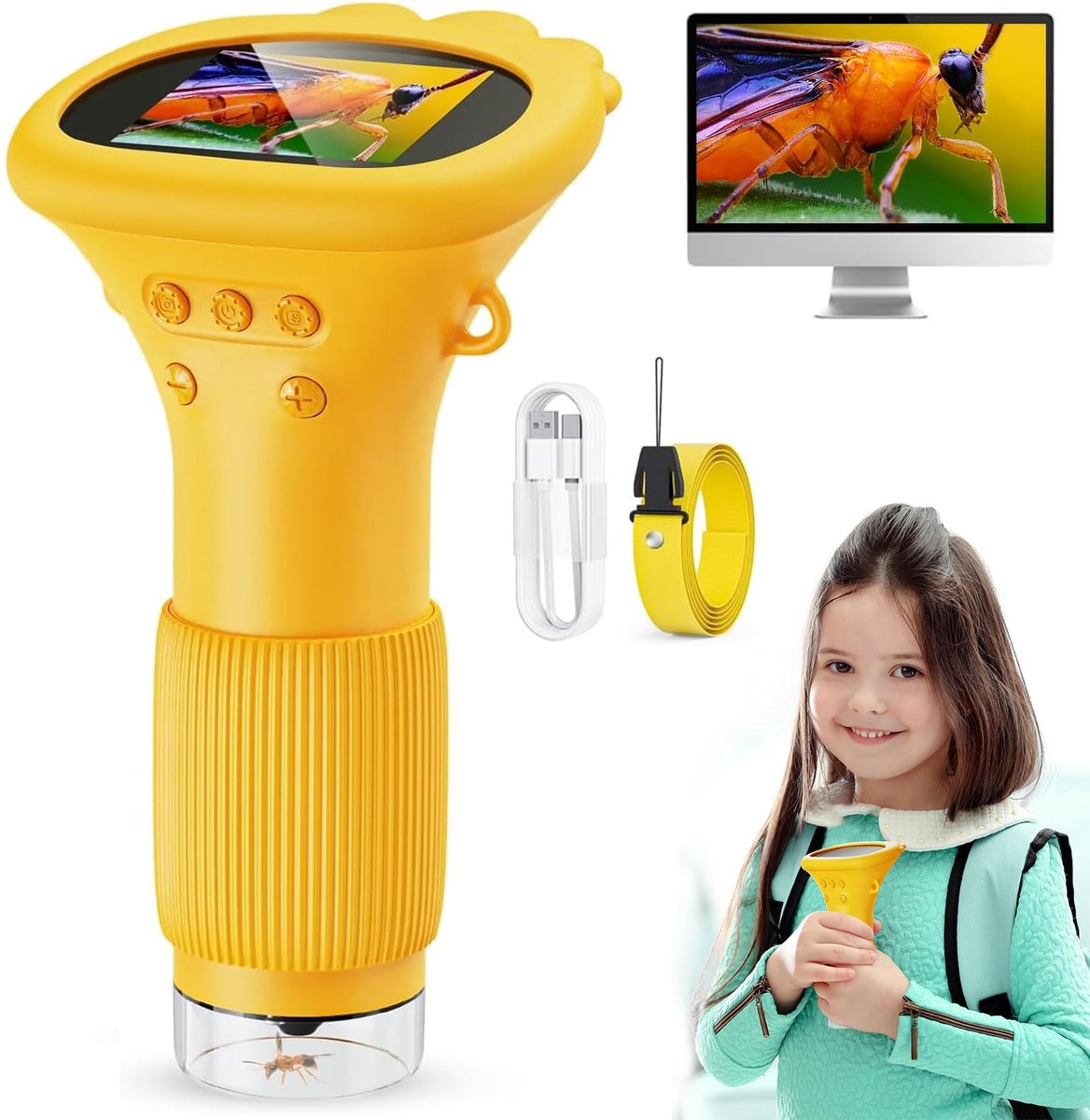 Microscoop Voor Kinderen - 1000x Draagbare Digitale Miniscoop Speelgoed Met 2,0 Inch Scherm - Mini-Microscoopcamera
