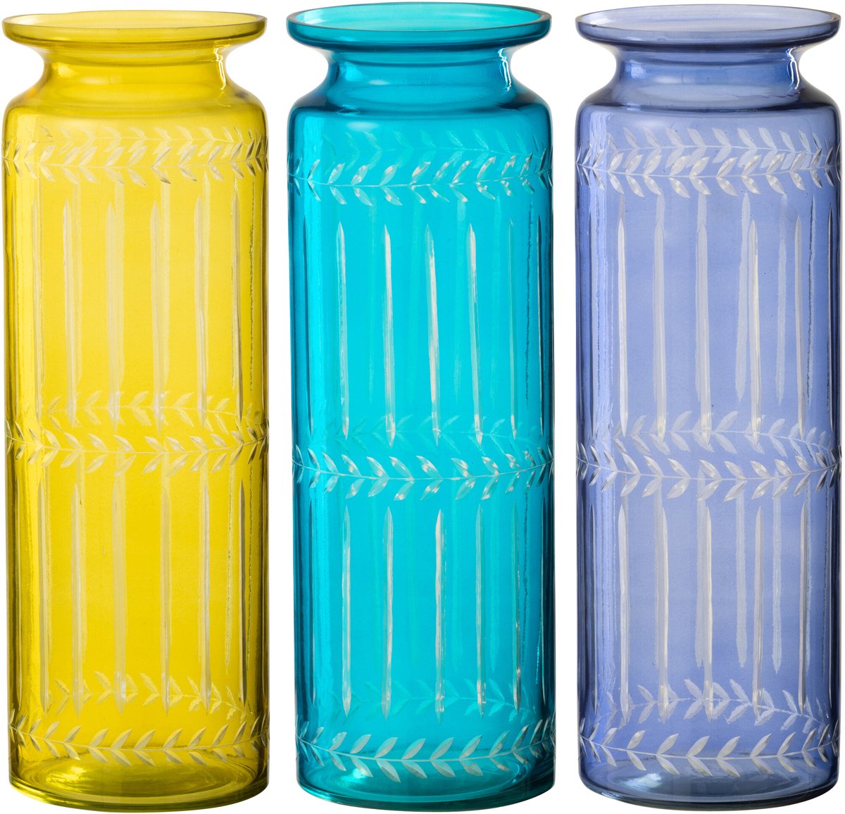 J-Line vaas Tarifa - glas - mix - 3 stuks - 30 cm hoog Multi