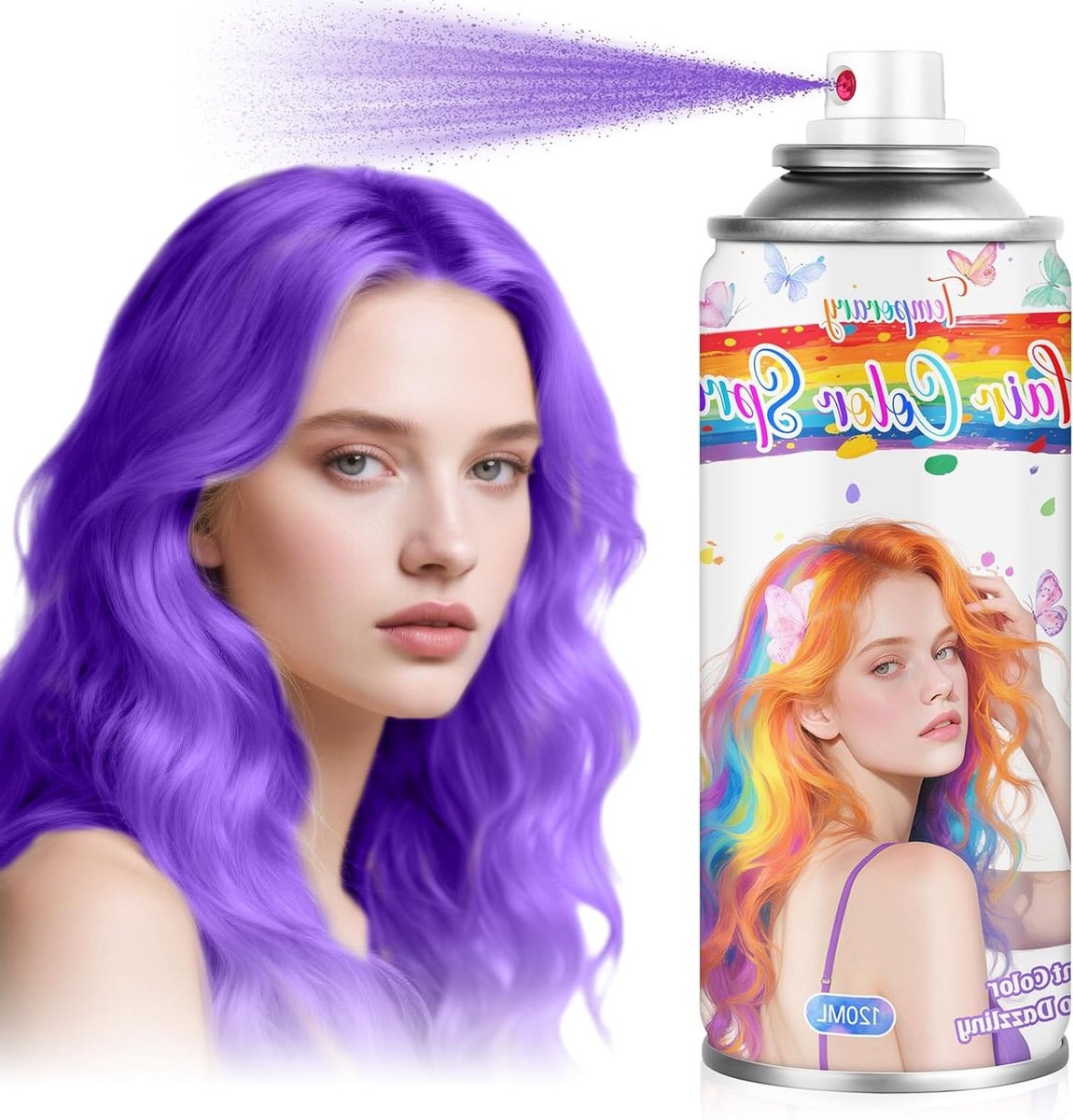 Wasbare Haarverf Spray voor Halloween en Feestjes - Geschikt voor Kinderen en Volwassenen, Perfect voor Kerst, Verjaardag en Festivals (Paars)