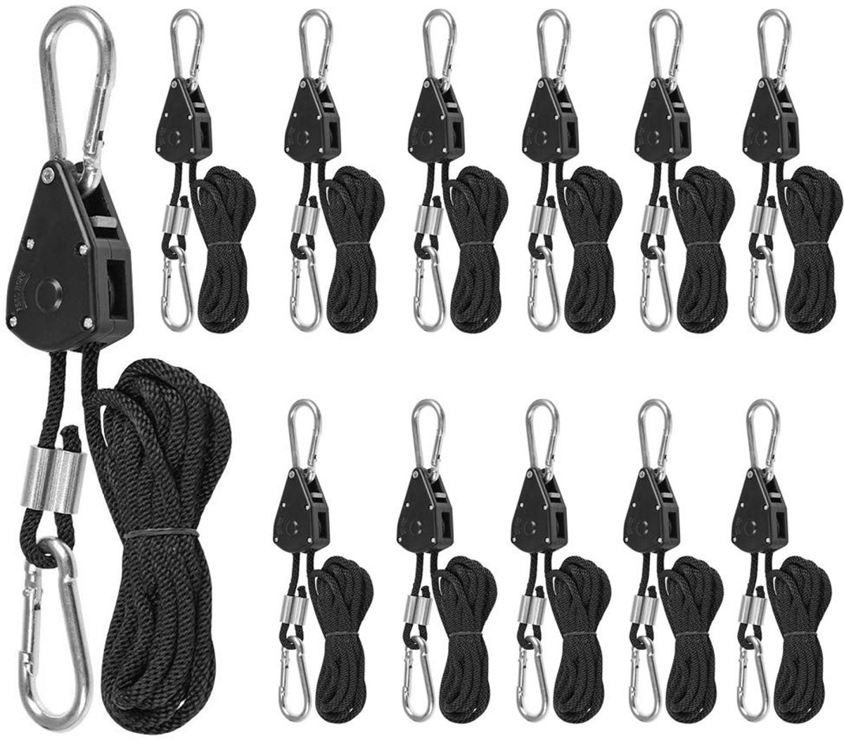 Dailygoody - Ratel hangers - Verstelbare touw hangers - 68 kg capaciteit - 1/8 inch - Voor groeiplanten, ventilators en filters - Ideaal voor cam