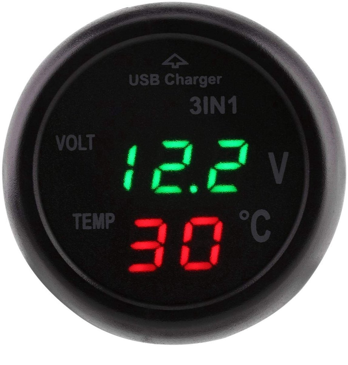 Dailygoods - Dailygoody - Auto Truck Thermometer - Digitale Voltmeter - USB Autolader - Groen - Thermometer voor Comfort - Ideaal voor Auto's - Compact Model