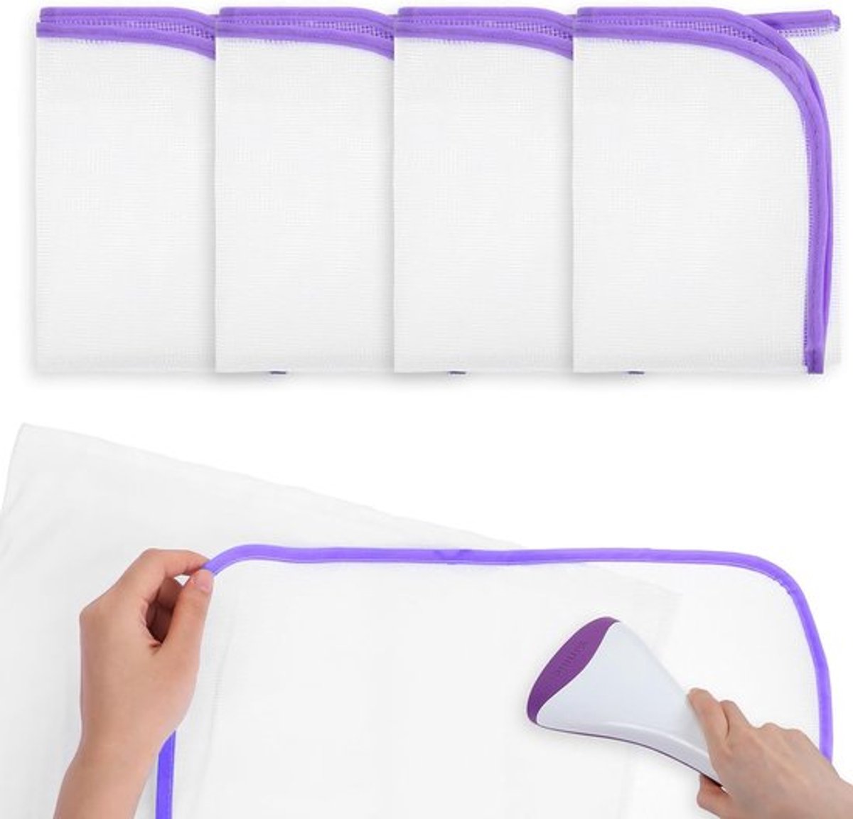 Strijkdoeken voor stoomstrijkijzer 4 stuks 60 x 40 cm - Eenvoudig strijken en bescherming tegen verbranding - Mesh-stof pad strijkonderlegger voor tafel