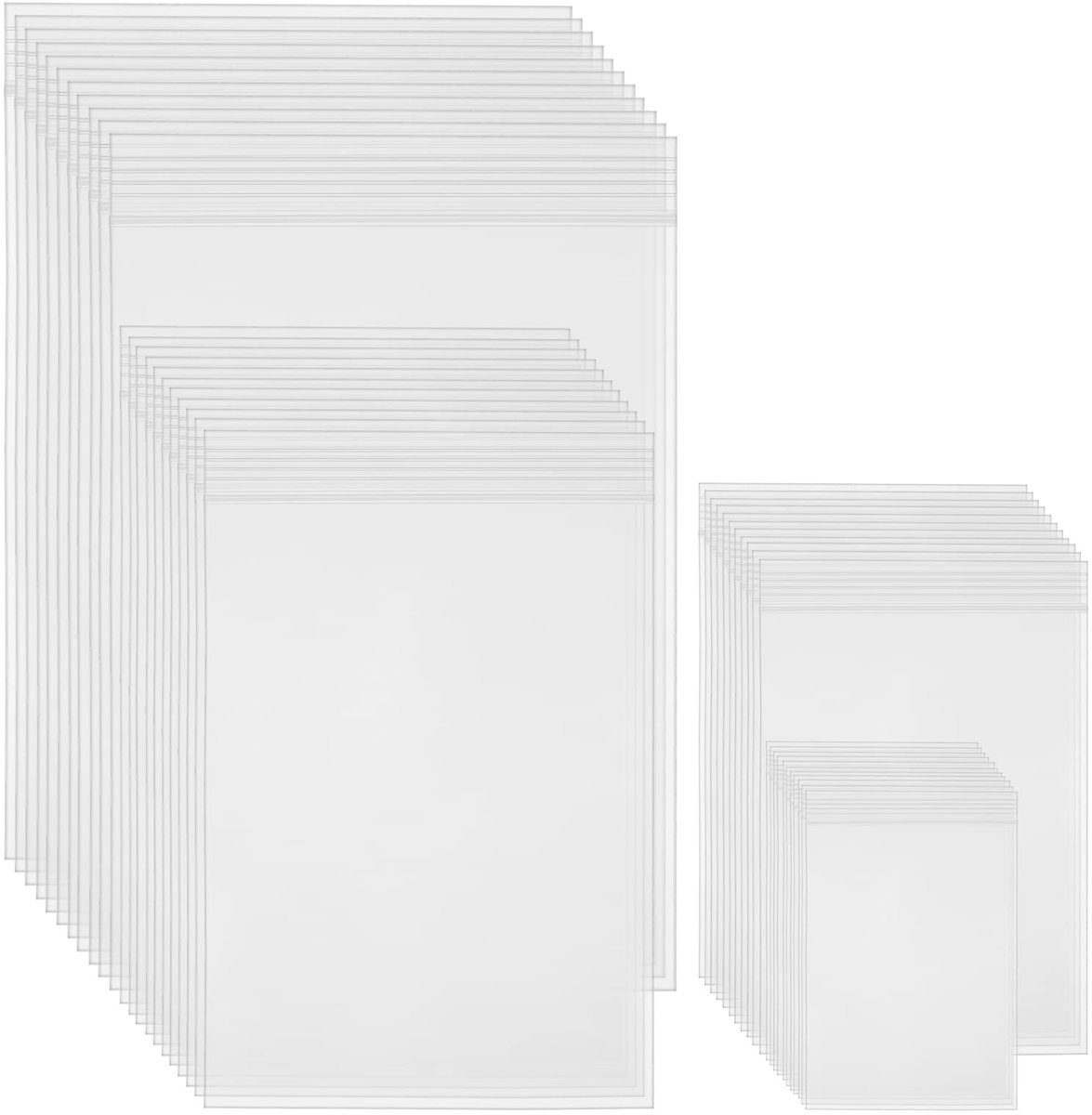 Dailygoody - Pack van 100 Resealable Plastic Zakjes 4 Formaten met Druksluiting - Perfect voor Opslag