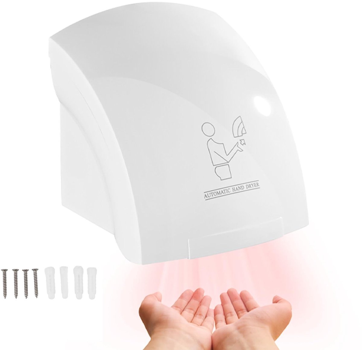 Dailygoody - Handdroger - Sneldrogende Elektrische Handdrogers - 10 seconden drogen - 1200W - Automatische sensor - Warmte - Geschikt voor thuis en co...