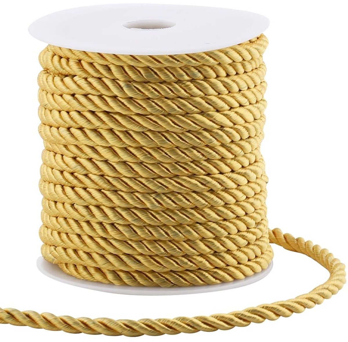 Dailygoods - Dailygoody - Decoratief Koord - Polyester Touw - 20 m - Goud - Gevlochten String - Ideaal voor Naaien en Decoratie - Voor Gordijnen en Crafting