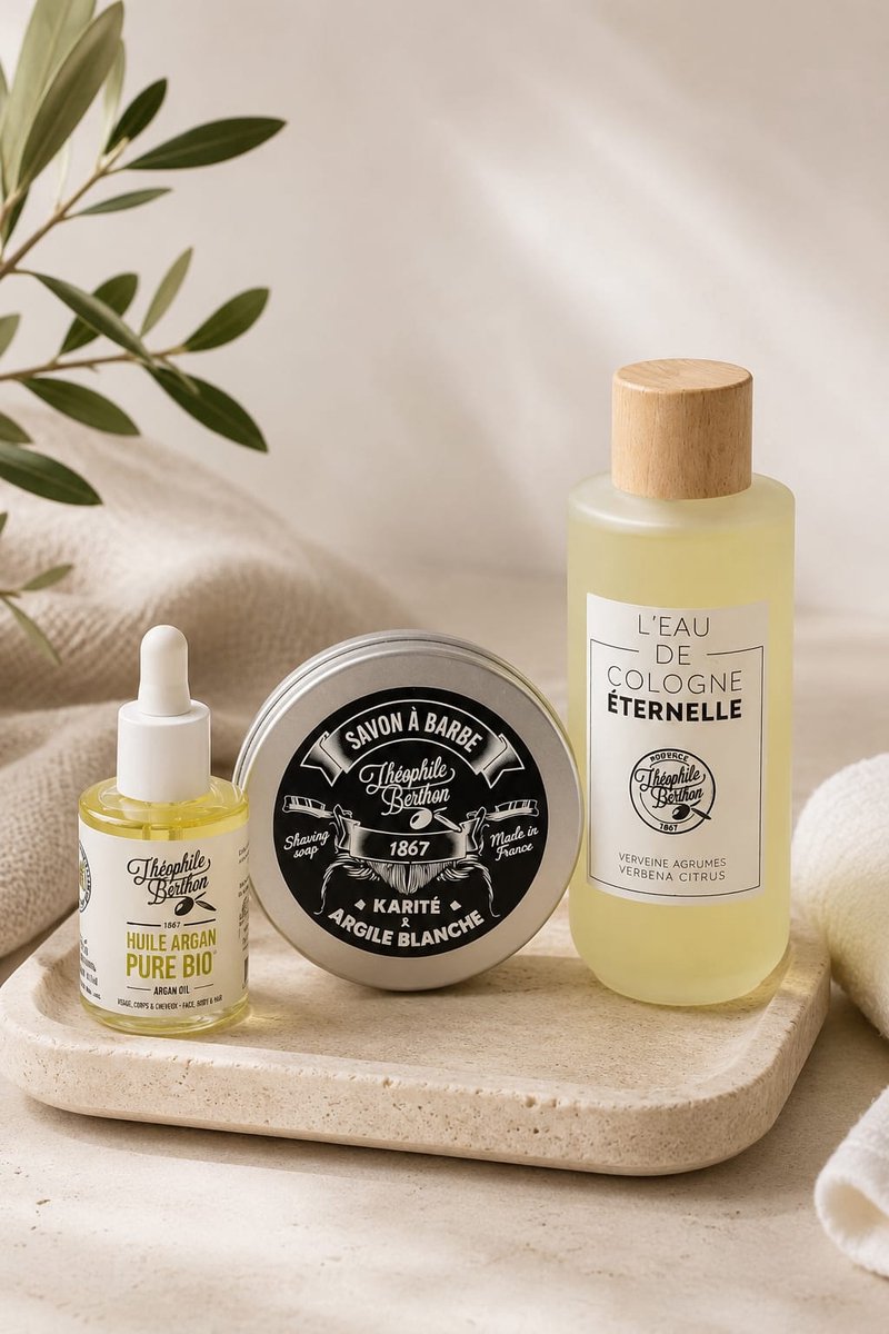 Luxe Scheerset Cadeau voor Mannen – Scheerzeep, Argan Olie & Eau de Cologne – Premium Grooming Set – Geschenkdoos