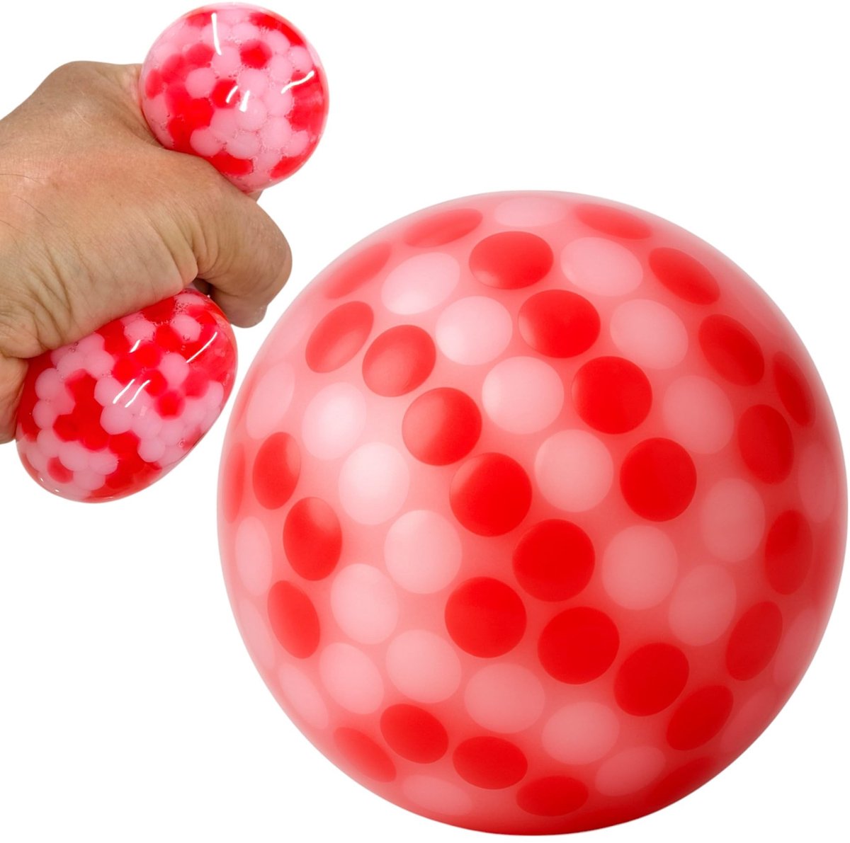 Dailygoods - Dailygoody - Antistress-knijpbal - Stressvermindering - Ideaal voor kantoor en reizen - Wit/rood - Spiertraining - Leuk kneden - Geschikt voor kindere