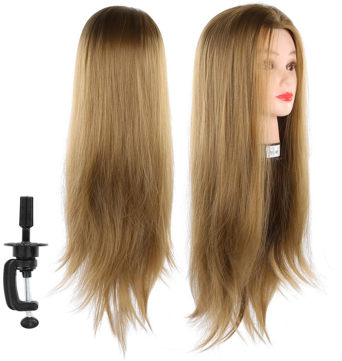 Dailygoods - Dailygoody - Mannequin Hoofd - Draagbaar met Haar - Cosmetologie Poppenhoofd - Hoge Temperatuur Vezel - Geschikt voor Curlingweven - Professionele Kap...
