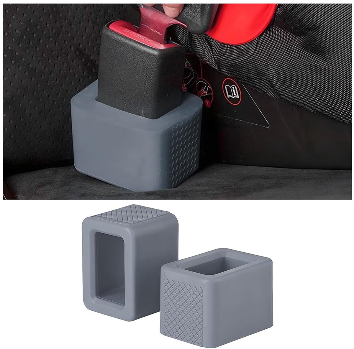 Dailygoods - Dailygoody - autogordelgesp houder - slijtvaste autogordelgesp houder - veilig en comfortabel - grijs - siliconen materiaal - verbetert gebruiksgemak