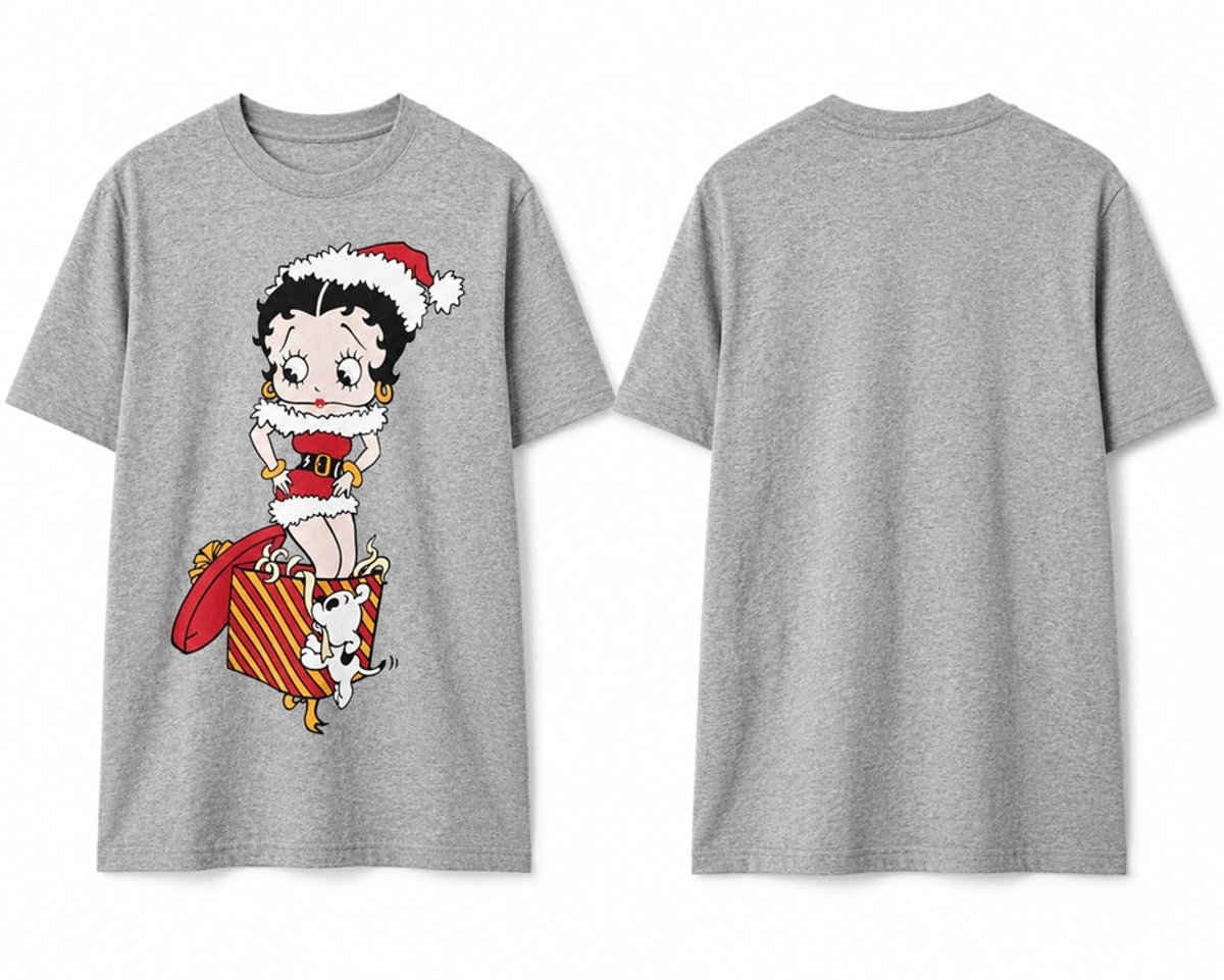 Betty Boop Santa unisex t-shirt medium - Grijs - 100% katoen