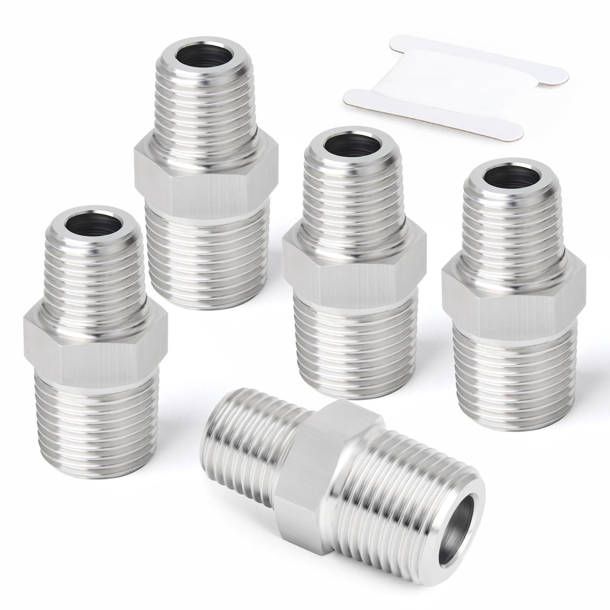 Dailygoods - Dailygoody - Reduceernippel - Roestvrij staal 304 - 5 stuks - 1/2" x 3/8" - Loodgieterswerk - Water- en gasleidingen