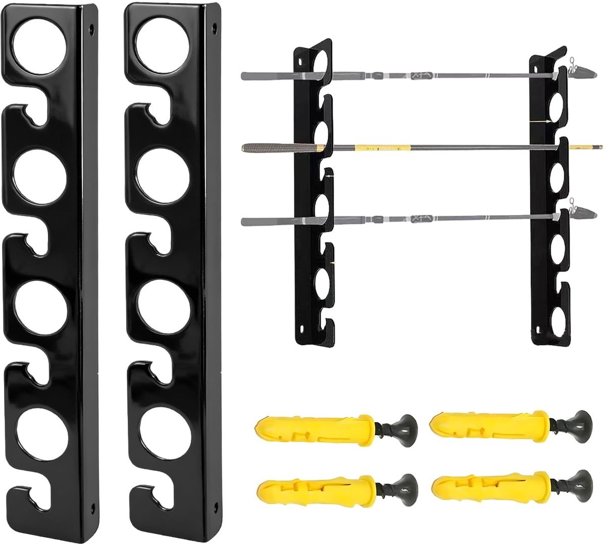 Dailygoods - Dailygoody - Hengelhouder - Wand- en Plafondmontage - Ruimtebesparende Oplossing voor 8 Hengels - Stevig en Betrouwbaar - Ideaal voor Hengelsport - Ge...