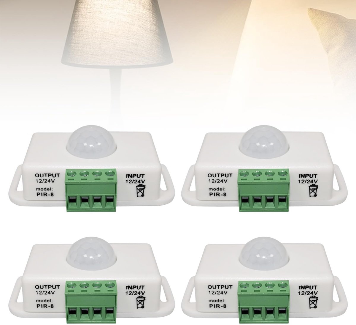 Dailygoody - Set van 4 Body Infrared PIR Bewegingssensoren - Automatische Lichtschakelaar voor LED Strips en Lampen