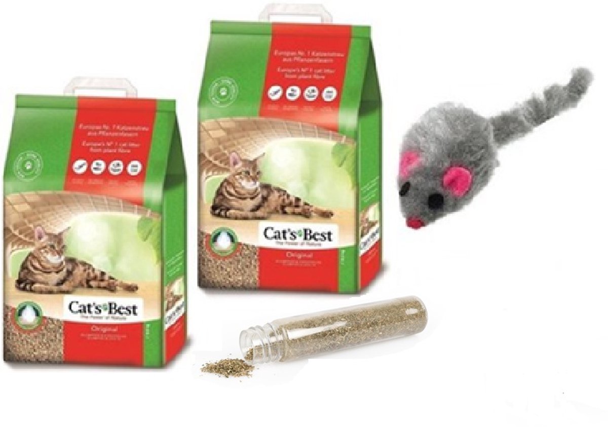 Cat's Best Original - Kattenbakvulling - 2 x 20 l incl muis en catnip