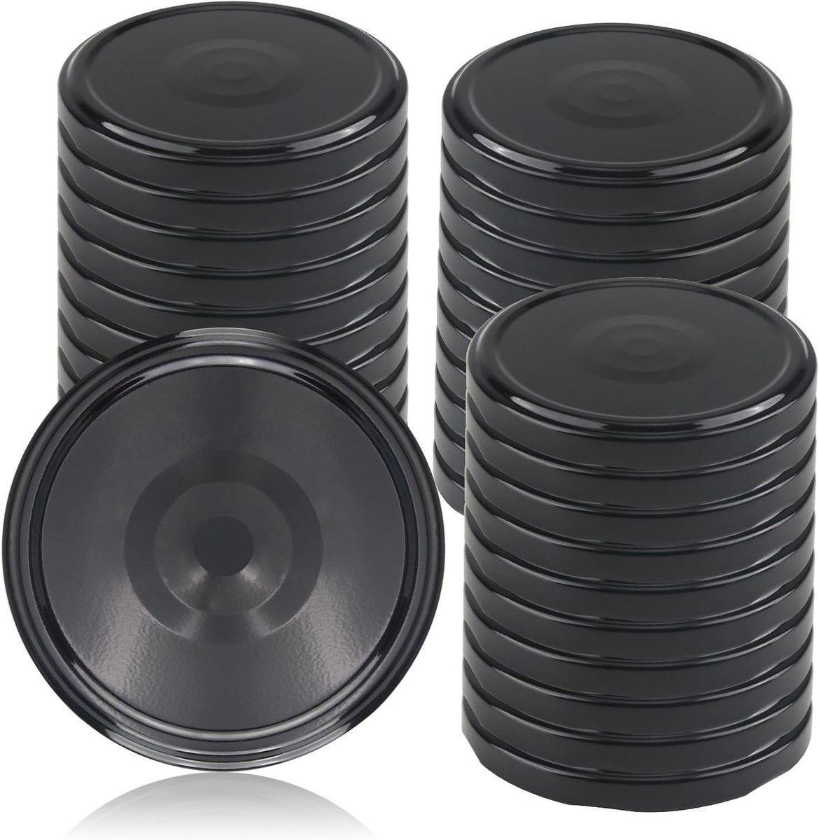 Set van 30 Vervangende Schroefdoppen voor 82/8.5 cm Ronde Inmaakpotten - Metaal Draaideksel met 6 Afwerkingspunten voor Inmaken en Bewaren, Zwart