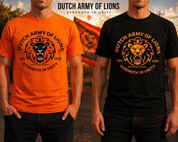 WK Voetbal 2026 T-shirt Zwart met oranje Leeuw Dutch Army of Lions Zwart Formule 1 Nederland supporters-T-shirt Nederlandse vlag T-shirt T-shirt oranje festivals Oranje Neonkleurige leeuw T-shirt Oranjelegioen Maat 4XL - XXXXL