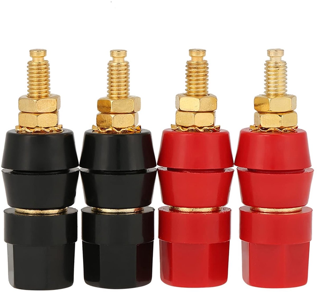 Dailygoods - Dailygoody - Audio Speakers Binding Post Set - Geschikt voor Banana Plug - 4-delig - Zwart en Rood - Voor Hoge Geluidskwaliteit - Verbeter de Aud