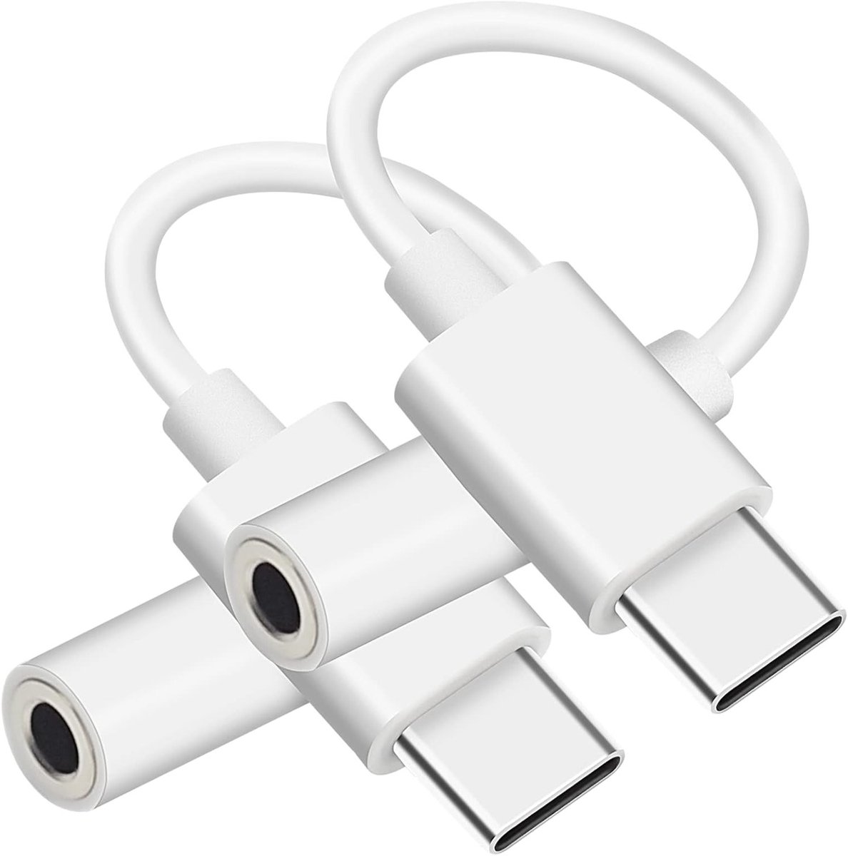 USB C Hoofdtelefoonadapter 3.5mm, Geschikt voor Samsung, Pixel en Xiaomi, Ideaal voor Audio en Muziek Streaming, Wit