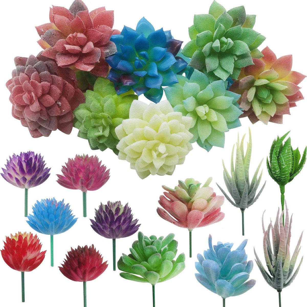 Dailygoods - Cosensi - Dailygoody - Kunstmatige Vetplanten - Veelkleurig Cactus Assortiment - Perfect voor Bruiloften - Indoor Decoratie - 20 Stuks - Creatieve DIY Tuinacces