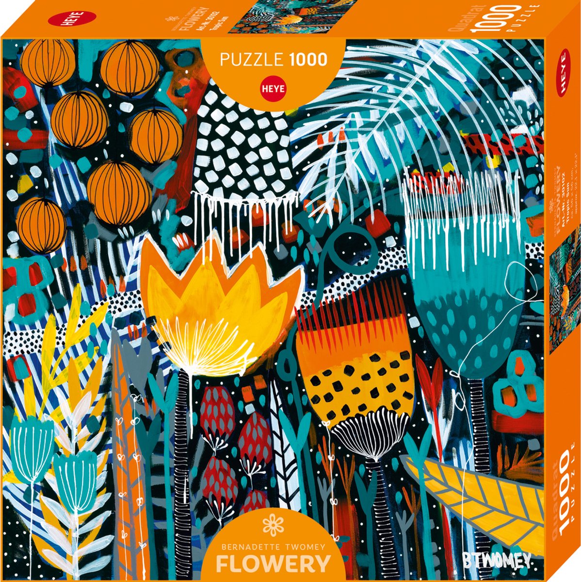 Heye puzzel Tropic Sun 1000 stukjes vierkant Flowery puzzel.