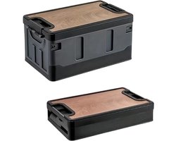 DIMICO - Camping Opbergbox 35L - Opbergboxen – Auto Kofferbak Organizer Houten Deksel – Waterdichte Opbergkoffer – tot 50 kg