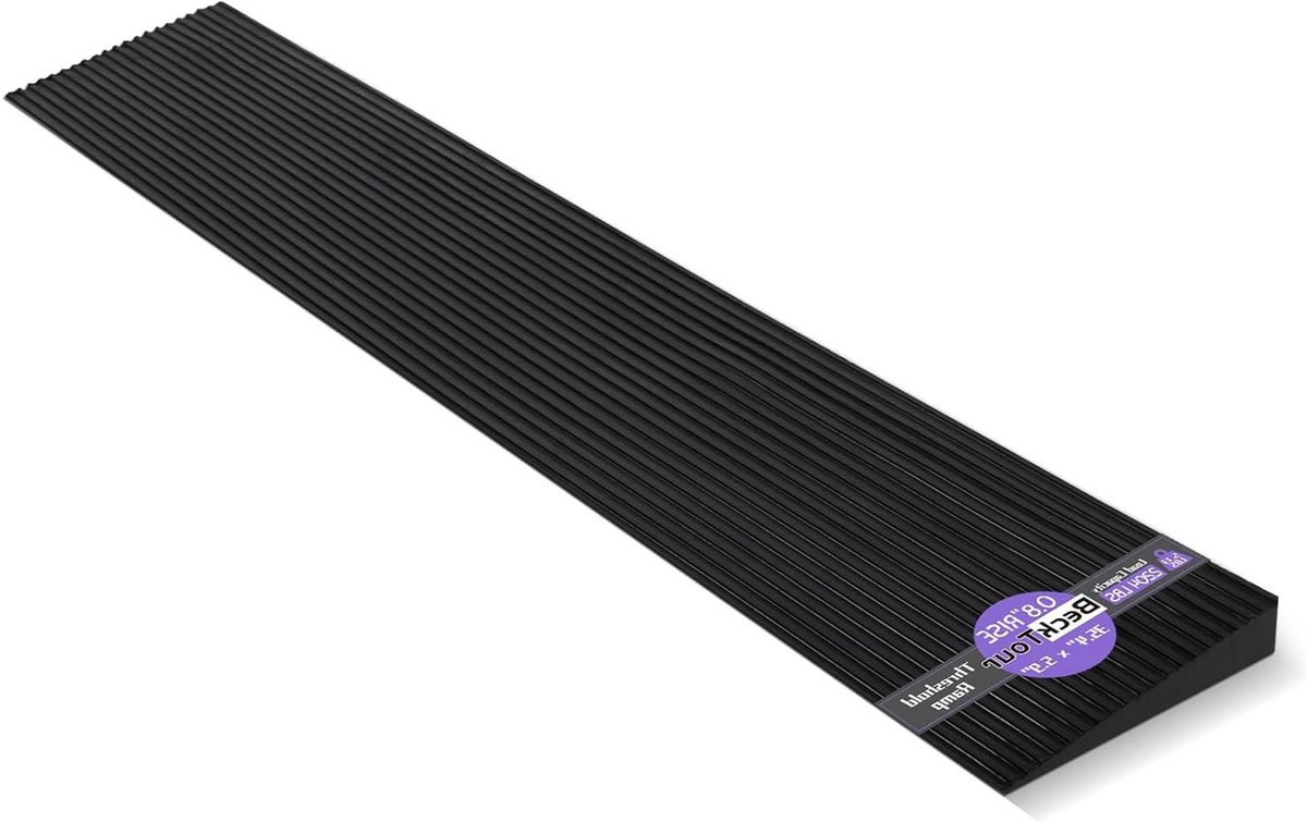 Rubberen Drempelhelling - Stoeprand Oprit - Rolstoel Toegang - Antislip Drainage Ontwerp - 354 x 59 x 075 Inch - Zwart