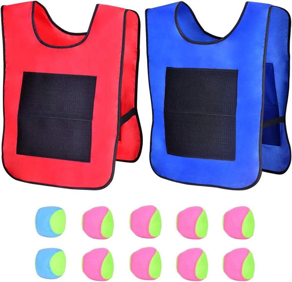 Tag Vesten Set - Bal Vangen Spel - Actief Buitenspel - Zelfklevende Ballen - 54 x 40 cm