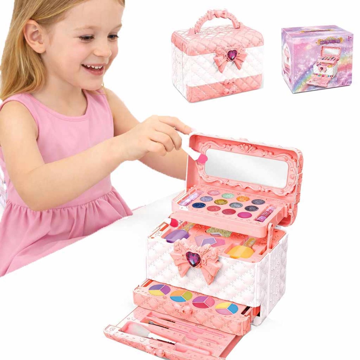 Meedeer kinder make up meisjes-kinder speelkoffer-Make up set Meisjes-Make up meisjes koffer-Met spiegel-hypoallergeenmeisje-speelgoed voor Halloween-kerstcadeau voor meisjes van 4 tot 12 jaar — afbeelding 10