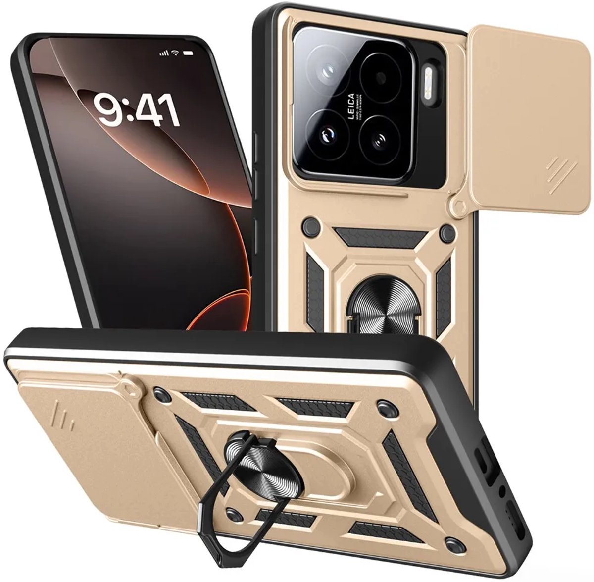 Hoesje geschikt voor Xiaomi 15 - Phonesta CamShield Back Cover met Camera Slider - Goud