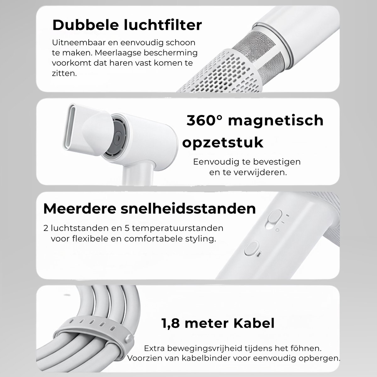Avenzo Föhn met Diffuser - Ionische Haardroger - 1600 Watt - - afbeelding 2