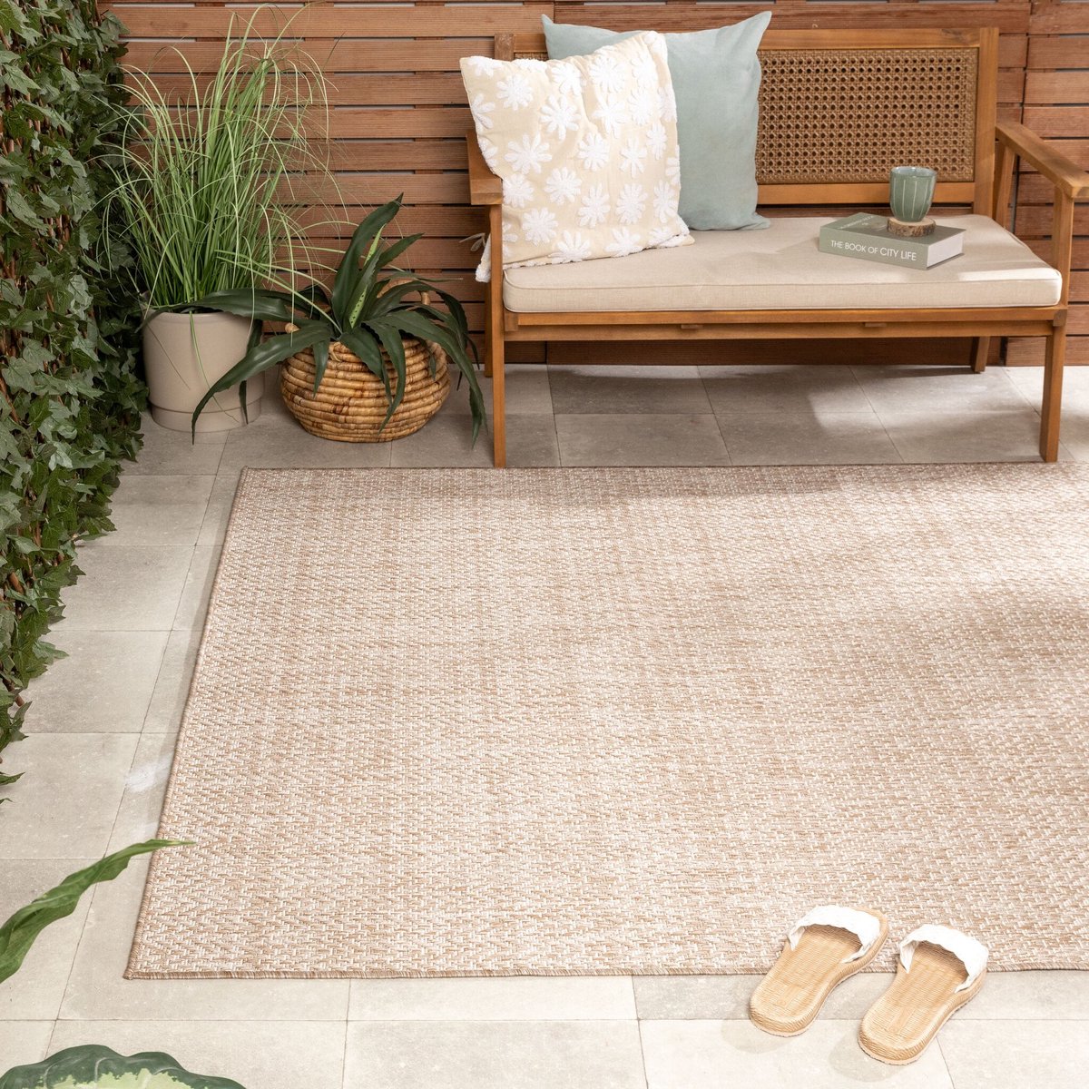 FRAAI Jute buitenkleed - Nusa Lines Beige - 80x150 cm