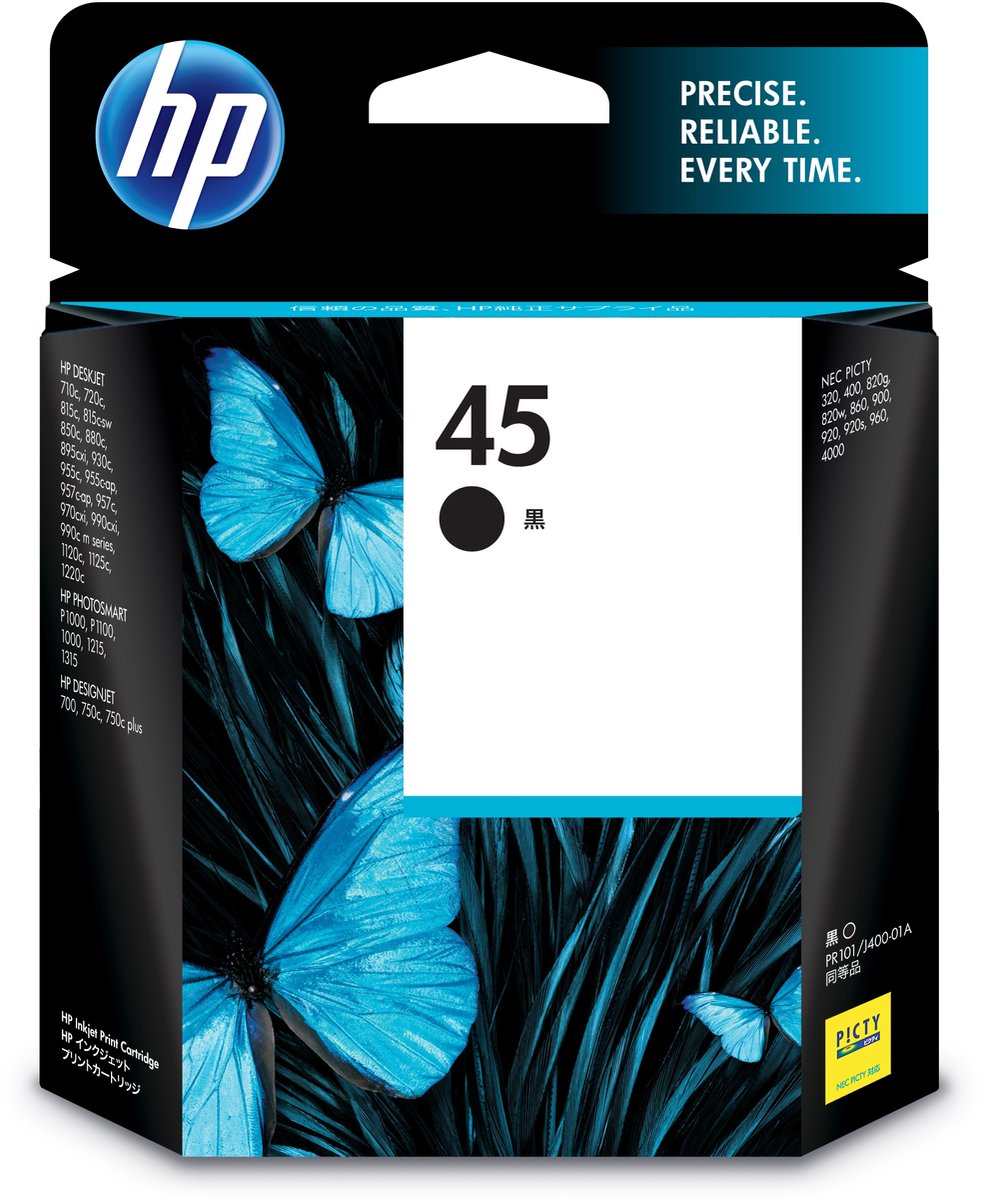 HP 45 Black Inkjet Print Cartridge inktcartridge 1 stuk(s) Zwart