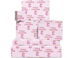 Verjaardag inpakpapier voor meisjes - 6 vellen roze inpakpapier - leeftijd drie - gelukkige 3e verjaardag geschenkverpakking voor haar - wordt geleverd met stickers - recyclebaar - door Central 23