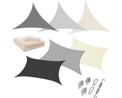 Trade-Shop Luifel zonwering zonnedak 2x3m PES polyester antraciet rechthoekig UV-bescherming waterafstotend scheurvast met spantouwen
